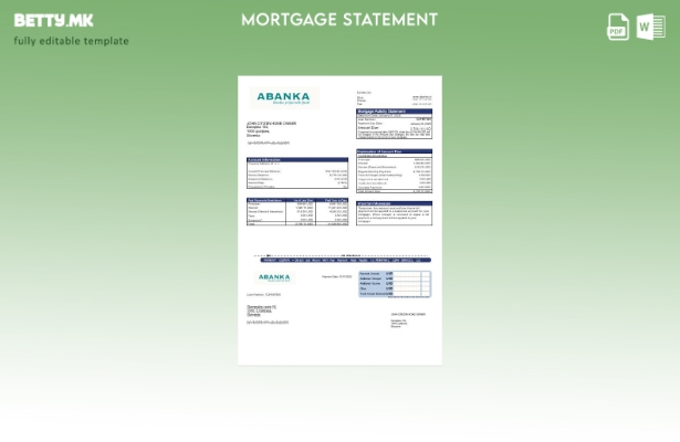 модерен стил Словенија Abanka извештај за хипотека во шаблон формати Word и PDF